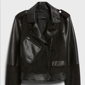 Black Vegan Suede Patchwork Moto Jacket